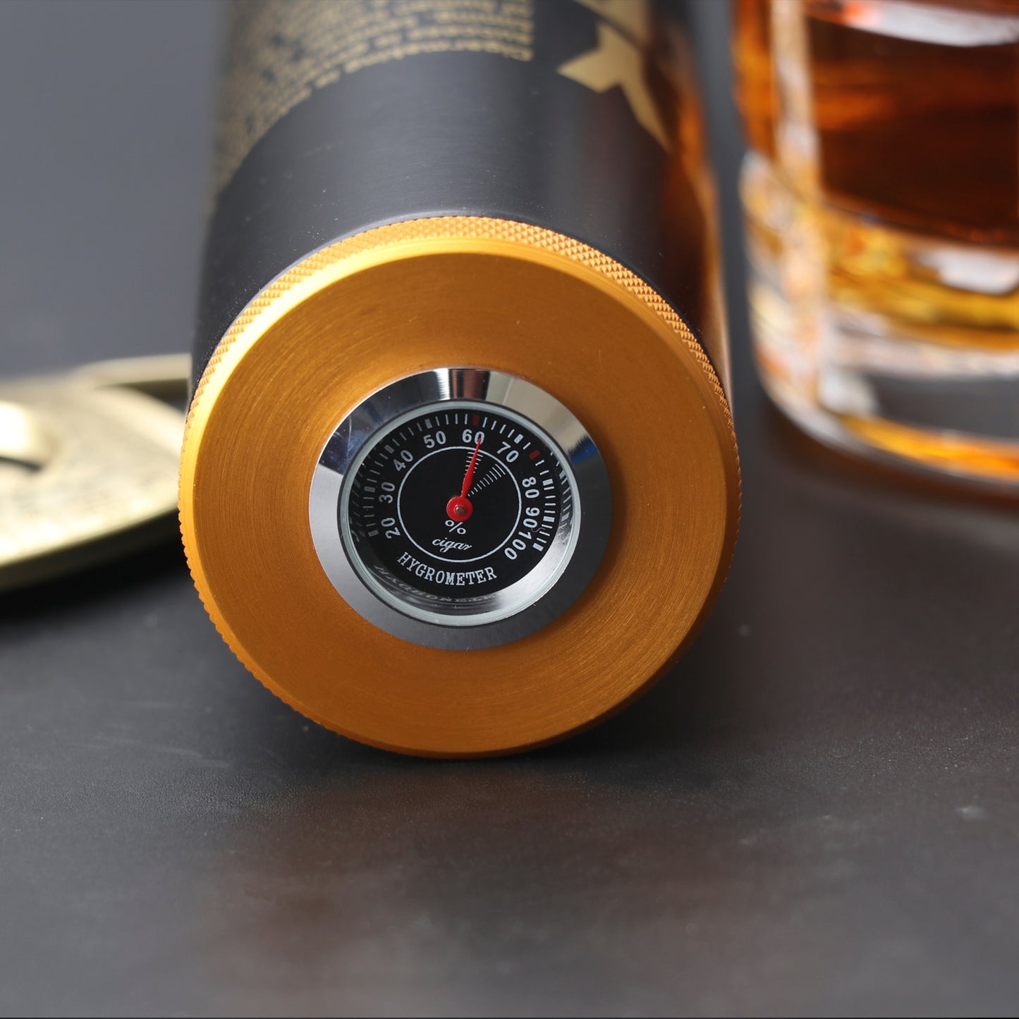 Metal Travel Cigar Humidor Box | Humidifier Hygrometer | Portable Tube - Cigar CutsCigar CutsCigar Accessories