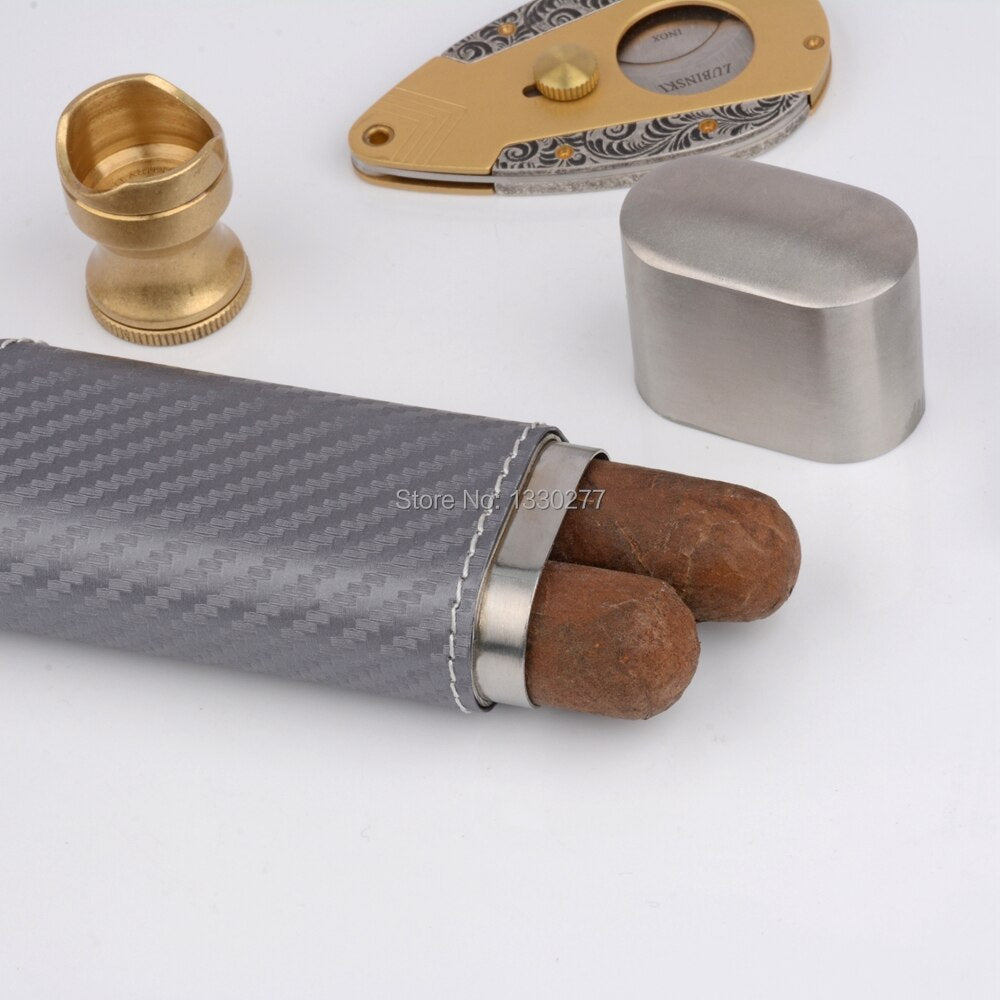 Stainless Steel Cigar Case | Carbon Fiber Cigar Holder - Cigar Cuts9