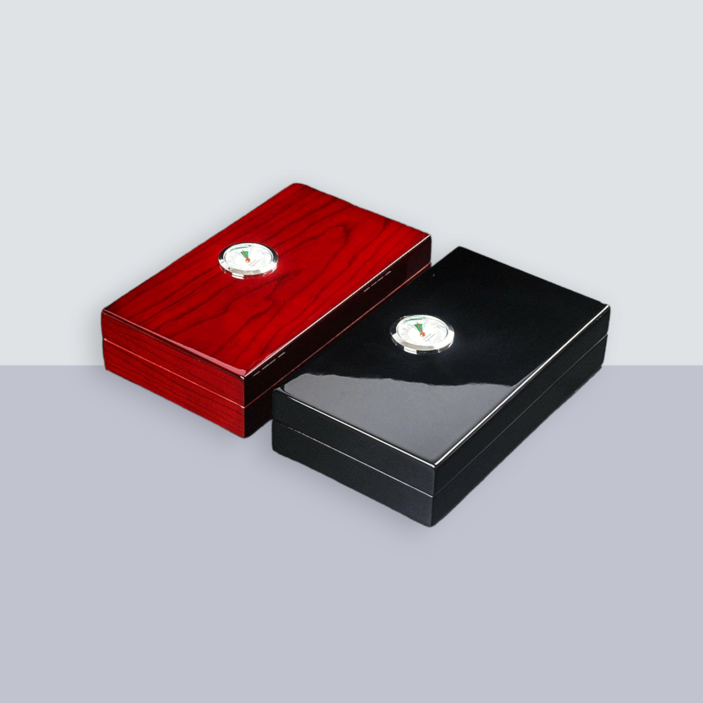 Cigar Humidor Box: 4-Cedar Freshness & Hygro Black Red - Cigar Cuts15
