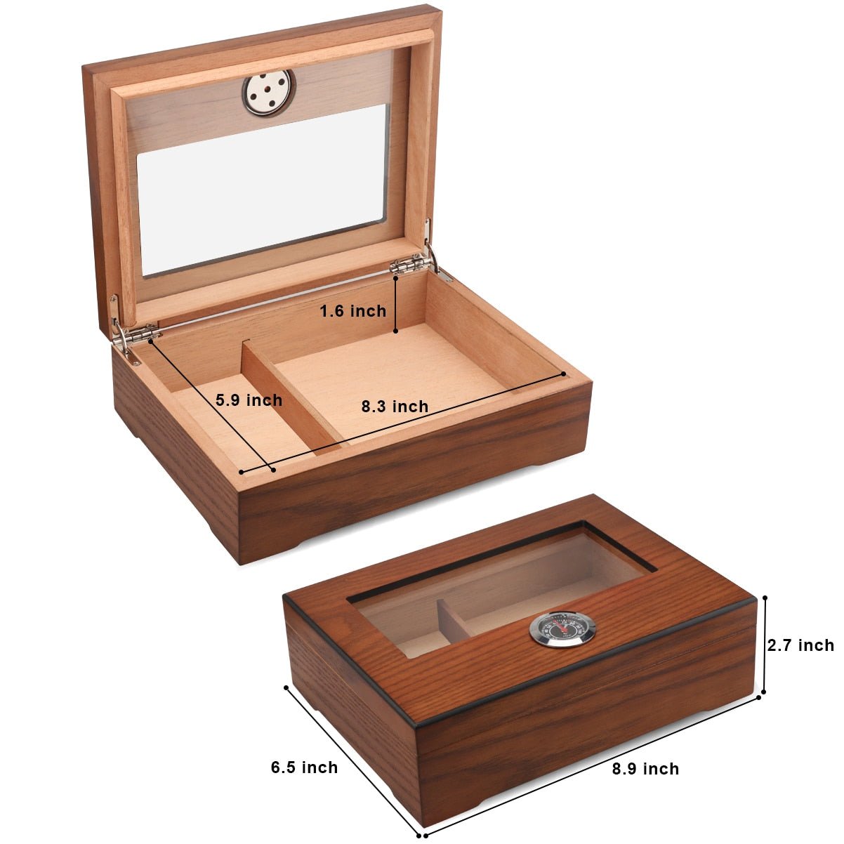 Cigar Humidor Box with Hygrometer: Spanish Cedar Seal; 2025 - Cigar Cuts7