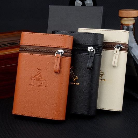  Mini Cigar Humidor | Leather Cigar Case | Tobacco Tube for 5 Cigars