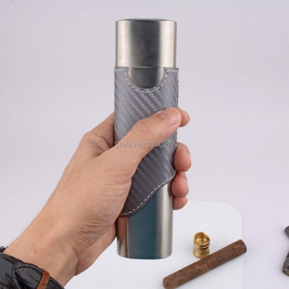 Stainless Steel Cigar Case | Carbon Fiber  Cigar Holder
