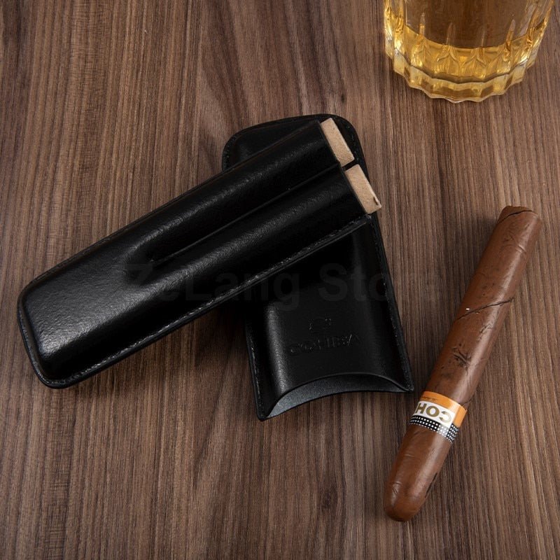 2-piece leather cigar case