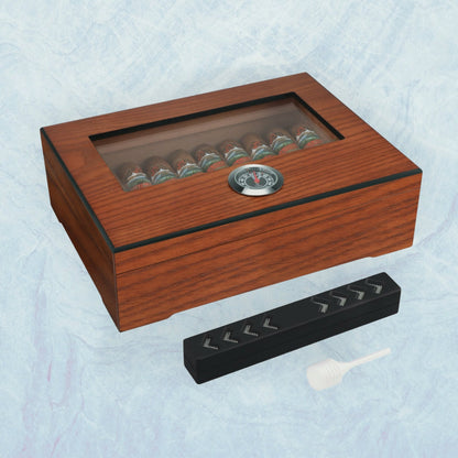 Cigar Humidor Box with Hygrometer: Spanish Cedar Seal; 2025 - Cigar Cuts2