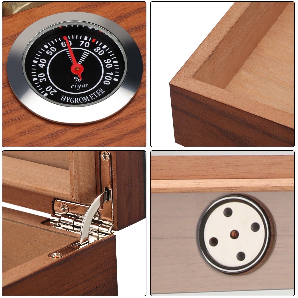 Cigar Humidor Box with Hygrometer: Spanish Cedar Seal; 2025 - Cigar Cuts6